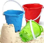 Beach Sand Castle Buckets Toy Set for Kids Adults, Castle Model Bucket Sand Pail Water Bucket for Beach Fun Summer Party Garden Tool Kits Camping Sandbox Accessory (3PCS)