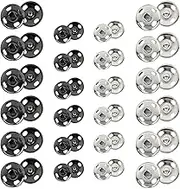 Kenkio 120 Sets Sew-on Snap Buttons Metal Snaps Fasteners Press Studs Buttons for Sewing 8 mm and 10 mmblack and Silver