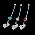 Baby Feet Charm Navel Ring-Belly Button Piercing Rings Women Dangle Body Jewelry