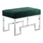 American Home Classic Laurence 18" Stainless Steel/Velvet Stool in Silver/Green