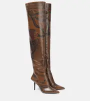 [Jimmy Choo] Jimmy Choo x Jean Paul Gaultier Tattoo leather over-the-knee boots AU 6 brown