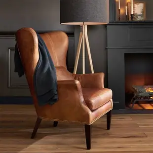 美式真皮老虎椅北歐小戶型客廳陽臺高背椅子設計師復古PU單人沙發