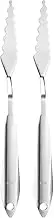 uxcell 2pcs Palette Knife Painting Tool 8.78" 304 Stainless Steel Large Serrated Spatula Painting Pallet Knives with Hole Design for Acrylic Canvas, Silver