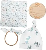 Sosoport 1Set Newborn with Hat and Name Sign Soft Receiving Blanket Comfortable Touch Stylish Design for Newborns for Birth Announcements