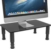 Glass Computer Monitor Stand Riser with Height Adjustable Multi Media Desktop S