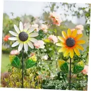 2Pack Garden Wind Spinners,Metal Wind Sculptures Outdoor Windmill Flower