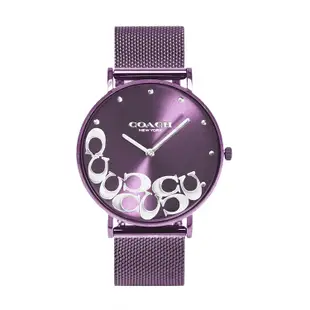 COACH | 經典時尚大C LOGO米蘭帶手錶 / 紫 CO14503823