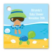Beach Baby Hispanic - Personalized Baby Shower Card Stock Favor Tags - Set of 20