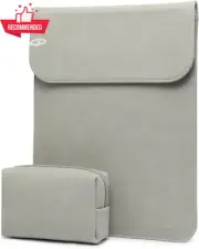 13.3-14 Inch Laptop Sleeve for MacBook Pro/Air, Faux Suede Leather Case, Grey