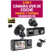 Cámara Dashcam Coche DVR 3 en 1 Frontal y Trasera Grabación HD Vehículo