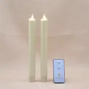 8'' Luminara Flameless Wax Taper Candles with Timer, Battery Operated Set of 2