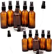 Youngever 12 Pack Empty Amber Glass Spray Bottles, 6 Pack 120ml and 6 Pack 60ml Refillable Containers for Essential Oils, Cleaning Products, Aromatherapy, Durable Black Trigger Sprayer Fine Mist and Stream