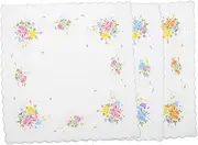 [TEMPNAP] Ladies Handkerchiefs Set of 3 Cotton Handkerchiefs Elegant Prints for Women