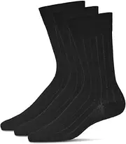 [MeMoi] Wide Ribbed 3PP Mens Mercerized Cotton Socks