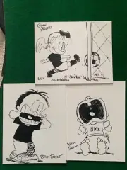 BRIAN BASSET LOT OF 3 SIGNED ADAM DRAWINGS ON 16x20 CANVAS CLAYTON+KATIE+NICK