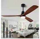 56" Wood Ceiling Fan with Light and Remote Control, Indoor Outdoor Wooden 3...