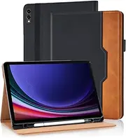 Case for Samsung Galaxy Tab S9 Plus / S9 FE+ 12.4 Inch 2023 with Pencil Holder and Hand Strap, PU Leather Shockproof Adjustable Stand Auto Sleep/Wake Samsung S9 FE Plus Galaxy Tab S9 Plus - Black