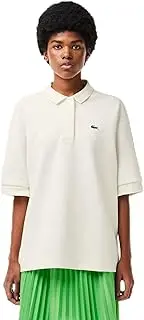 [Lacoste] Women's Casual Oversize Snap Button Polo Shirt, White
