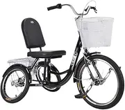 The Old Man's Eight-Character Bicycle Small Healthy Human-Powered Bicycle Three-Wheeled Bicycle Can Enter The Elevator, Suitable for 150-185CM Height,Black
