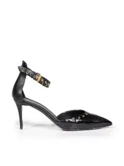 Black Patent Eyelet Studded Heels
