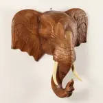 泰國大象頭墻壁掛件墻面背景墻裝飾品客廳玄關東南亞泰式大象壁掛