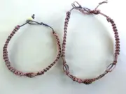 2 Lot 11" Anklet 10" Bracelet Macrame Hemp Adj Unisex Boho US Seller New
