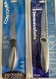 2 Oneida STEAK KNIVE Contoura High Carbon Stainless Steel & 1 ONEIDA IMMACULATE
