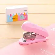 Mini Stapler Set with Staples, 12 Sheet Capacity Pocket Stapler, Office Stapler 400 pcs 24/6 Staples Office Supplies School Stationery, Pink