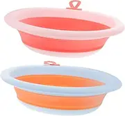 ERINGOGO 2pcs Baby Folding Washbasin Newborn Bath Basin Collapsible Foot Basin Toddler Wash Tub Lightweight Portable Random Style