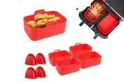 8Pcs Air Fryer Basket Reusable Silicone Pot for Home Kitchen Party Decor-Red
