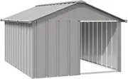 Large Dog House, Durable Indoor Outdoor Doghouse, All Weather Puppy Shelter Doghouse Dog Kennel for Medium Large Dogs, Easy Assembly, Grey 116.5x153x81.5 cm Galvanised Steel