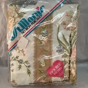 Vintage St Marys No Iron Percale Floral Stripe Double Fitted Sheet 54 X 75 NIP