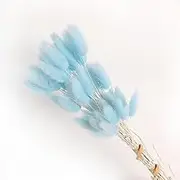 19 Inch Natural Bunny Tails Dried Flowers，Bohemian Style，Pampas Grass Decor，120 Pcs Dried Flowers，Eternal and Preserving Floral Arrangement in Home Decoration ﻿(Light Blue)