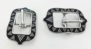 Jeremiah Watt Moroccan Polka Dot Buckles Pair Stainless Steel Belt Horse Tack
