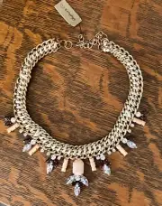 Stephan & Co Gold Tone Statement Necklace, Bib, Drop, Beads, Braided, Adjustable