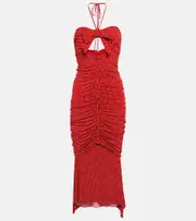 [Alexandre Vauthier] Alexandre Vauthier Polka-dot ruched cutout midi dress AU 6 red