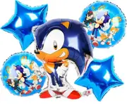 5pcs Video Game Sonic Shaped Foil Balloon Set