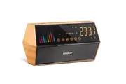 Woodgrain Audio Smart Wireless Bluetooth Speaker Retro Clock Alarm Clock Radio with Display-Yellow