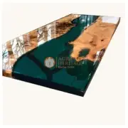 Custom Made Epoxy Table , Resin Dining Wooden Table, Walnut Live Edge Table Deco