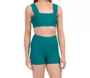 WILO Activewear SET - Ribbed Bra Top + Shorts With Ruched Sides