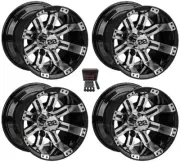 LSI 10" Casino Machined/Black Golf Cart Wheels/Rims E-Z-GO & Club Car