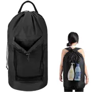 Heavy Duty Laundry Bag Oxford Backpack Luggage Storage with Drawstring Shoulder Strap