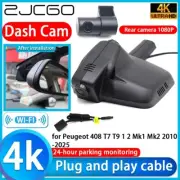 4K HD 2160P Wifi DVR Dash Cam Camera for Peugeot 408 T7 T9 1 2 Mk1 Mk2 2010-2025