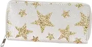[SAFIGLE] Long Wallet Bag for Women Star Patterned Pu Leather Zipper Clutch Purse