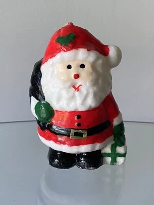 Hand Painted Christmas Candle Smiling Santa Bag of Presents - Robert Alan