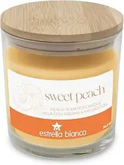 Estrella Blanca Sweet Peach Scented Candle 14.5oz - Soy Wax, Long-Lasting Fragrance, Candle for Home Decor, Mothers Day Gifts, Clearance Sale, Premium Jar, Coquette Room Decor