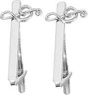 [TEMPNAP] Elegant Men's Tie Clips Set of 2 Musical Note Tie Bars Polished Alloy Casual Wear