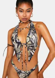 [Dolls Kill] Abstract Butterfly Gata Bikini Top
