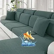 MAXIJIN Waterproof Couch Cushion Covers Stretch Loveseat Cushion Covers, Replacement Love seat/Sofa/Couch Seat Cushion Slipcovers with Elastic Bottom (1 Pc 2-Seat Cushion Cover, Pea Green)