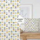 Scandi Floral Fabric, Upholstery Ochre and Grey Fabric, Fabric for Curtains